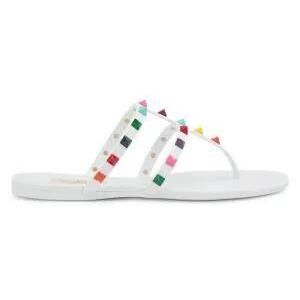 Valentino Garavani Rockstud PVC Thong Sandals in White
